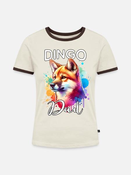 Australischer Wildhund Papa - Frauen Kontrast-T-Shirt - Off-White/Dunkelbraun