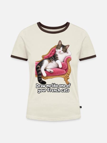 Zeichne mich - Frauen Kontrast-T-Shirt - Off-White/Dunkelbraun