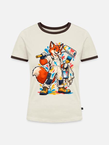 Maler & Lackierer Handwerk / Handwerker - Frauen Kontrast-T-Shirt - Off-White/Dunkelbraun