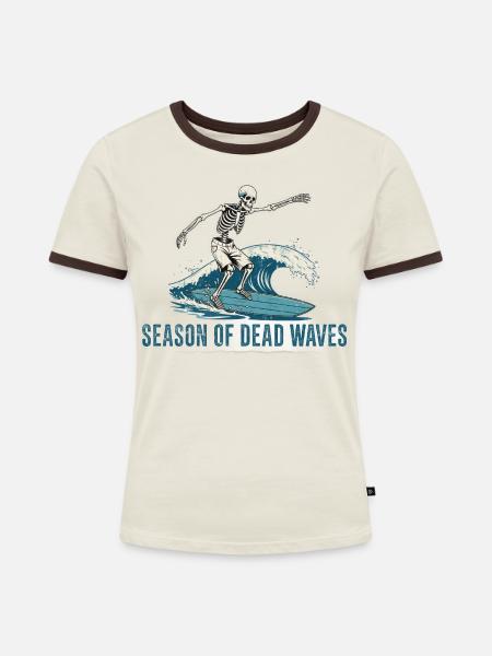 Halloween Skelett - Frauen Kontrast-T-Shirt - Off-White/Dunkelbraun