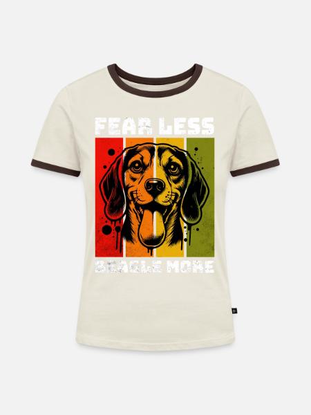 Beagle Beagle - Frauen Kontrast-T-Shirt - Off-White/Dunkelbraun