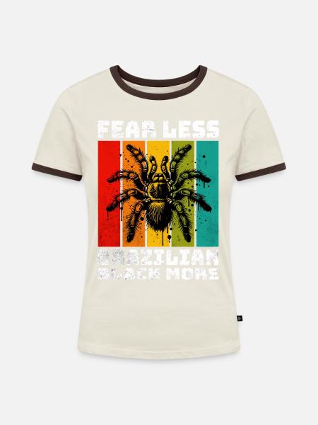 Schwarze Vogelspinne - Frauen Kontrast-T-Shirt - Off-White/Dunkelbraun