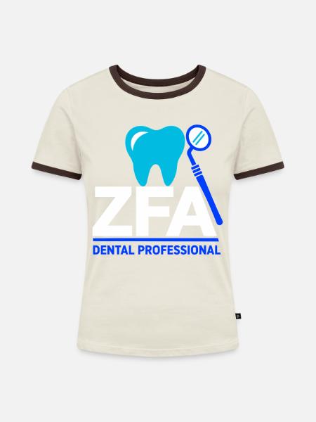 ZFA Dental Professional – Zahnmedizin Beruf - Frauen Kontrast-T-Shirt - Off-White/Dunkelbraun
