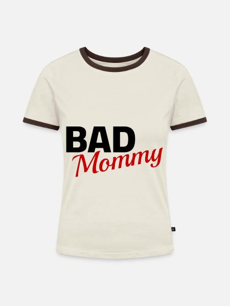 bad mommy - Frauen Kontrast-T-Shirt - Off-White/Dunkelbraun