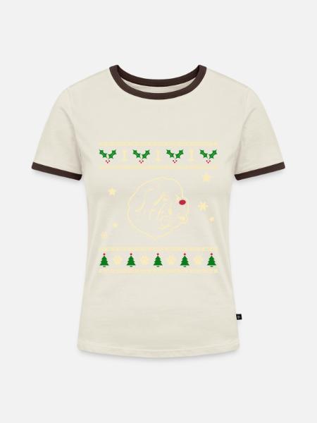 Neufundland Weihnachtsgeschenk - Frauen Kontrast-T-Shirt - Off-White/Dunkelbraun