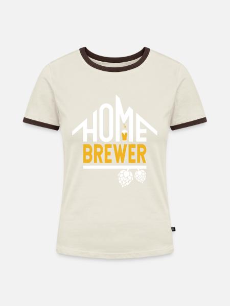 Hobbybrauer Logo - Frauen Kontrast-T-Shirt - Off-White/Dunkelbraun