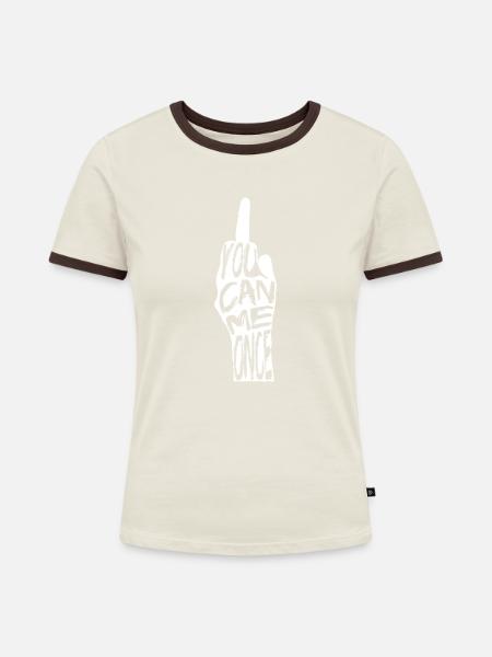 Denglisch - Frauen Kontrast-T-Shirt - Off-White/Dunkelbraun