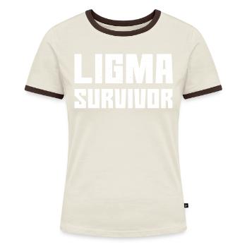 Ligma - Frauen Kontrast-T-Shirt - Off-White/Dunkelbraun - Vorne - AI Model Female 172 dark (172cm)
