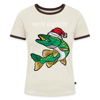 Hecht Ruprecht - Frauen Kontrast-T-Shirt - Off-White/Dunkelbraun - Vorne - AI Model Female 172 dark (172cm)