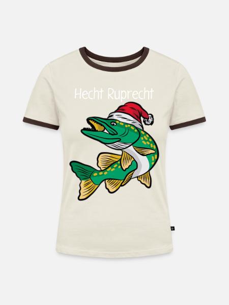 Hecht Ruprecht - Frauen Kontrast-T-Shirt - Off-White/Dunkelbraun