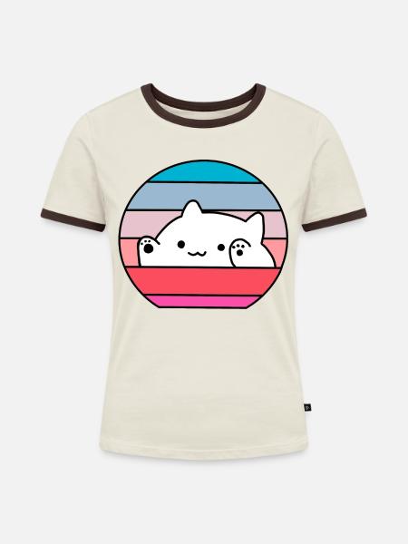 Bongo Cat - Frauen Kontrast-T-Shirt - Off-White/Dunkelbraun