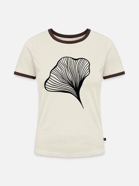 leave black - Frauen Kontrast-T-Shirt - Off-White/Dunkelbraun