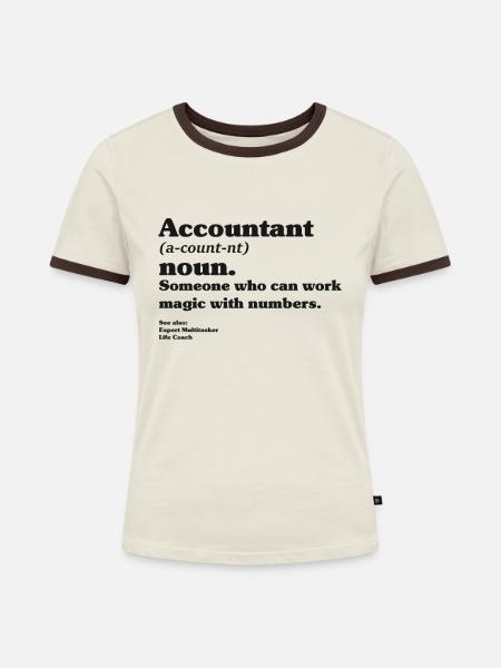 Buchhalterin Buchhalter Spruch - Frauen Kontrast-T-Shirt - Off-White/Dunkelbraun