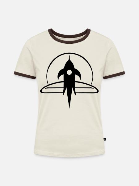 Rakete - Frauen Kontrast-T-Shirt - Off-White/Dunkelbraun