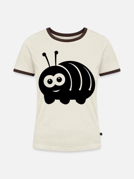 Raupe - Frauen Kontrast-T-Shirt - Off-White/Dunkelbraun