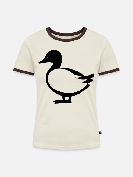 Ente - Frauen Kontrast-T-Shirt - Off-White/Dunkelbraun
