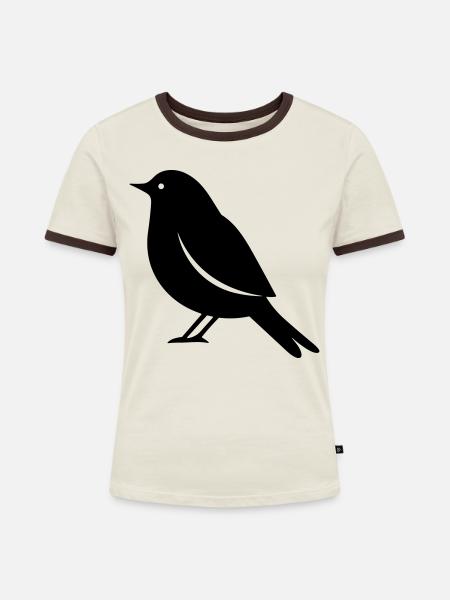 Vögelchen - Frauen Kontrast-T-Shirt - Off-White/Dunkelbraun