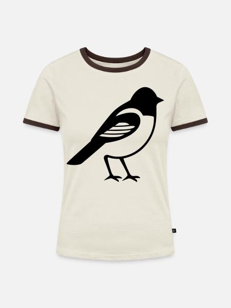 Vögelchen - Frauen Kontrast-T-Shirt - Off-White/Dunkelbraun
