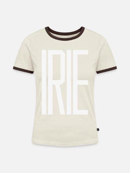 IRIE (Light Label) - Frauen Kontrast-T-Shirt - Off-White/Dunkelbraun