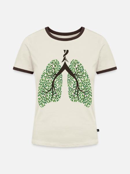 Healthy Lung - Frauen Kontrast-T-Shirt - Off-White/Dunkelbraun