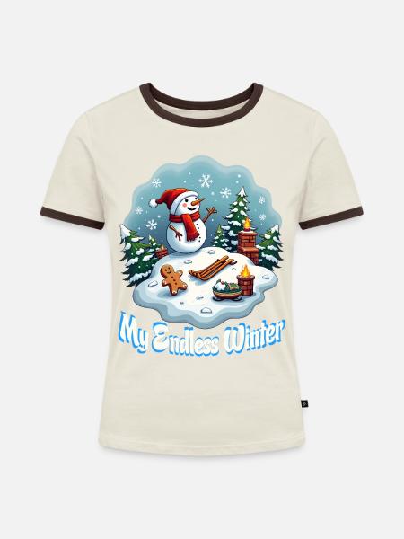 Mein endloser Winter - Frauen Kontrast-T-Shirt - Off-White/Dunkelbraun