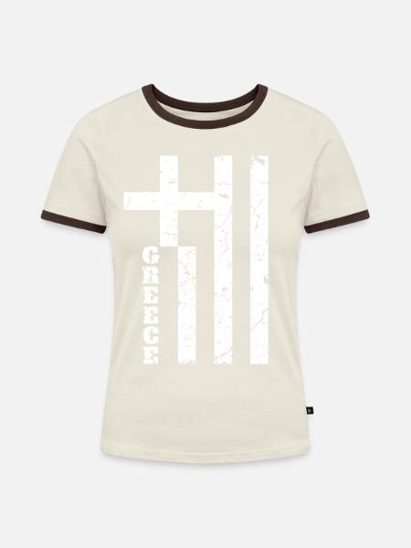 Griechenland Griechen - Frauen Kontrast-T-Shirt - Off-White/Dunkelbraun