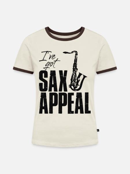 I've got Sax Appeal - Frauen Kontrast-T-Shirt - Off-White/Dunkelbraun