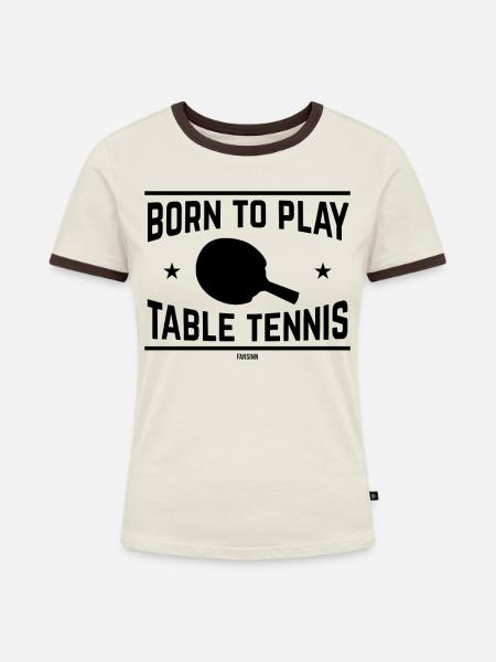 Ping Pong - Frauen Kontrast-T-Shirt - Off-White/Dunkelbraun
