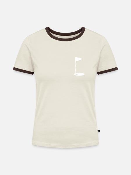 Golfen Golf Golfer Golfball - Frauen Kontrast-T-Shirt - Off-White/Dunkelbraun