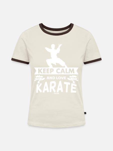 Martial Arts Karate - Frauen Kontrast-T-Shirt - Off-White/Dunkelbraun