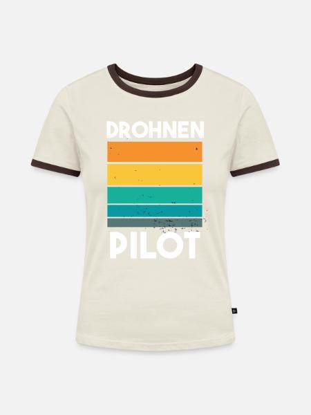 Drohnenpilot Spruch - Frauen Kontrast-T-Shirt - Off-White/Dunkelbraun