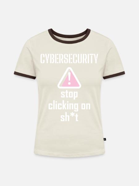 Cybersecurity - IT-Sicherheit Informatiker - Frauen Kontrast-T-Shirt - Off-White/Dunkelbraun