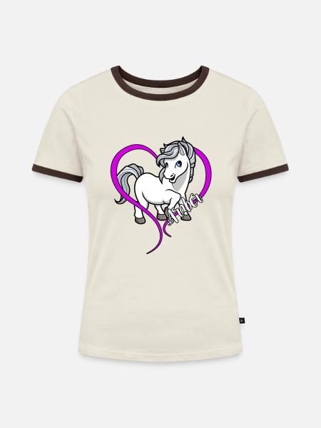 Pferdeliebhaber - Araber - Frauen Kontrast-T-Shirt - Off-White/Dunkelbraun