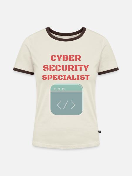 Cybersecurity - IT-Sicherheit Informatiker - Frauen Kontrast-T-Shirt - Off-White/Dunkelbraun