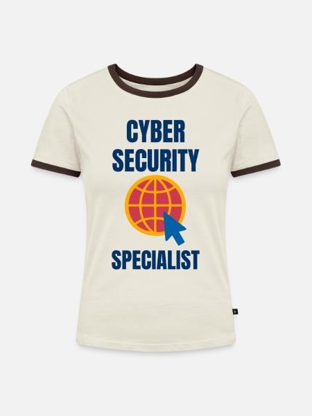 Cybersecurity - IT-Sicherheit Informatiker - Frauen Kontrast-T-Shirt - Off-White/Dunkelbraun
