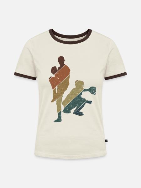 Baseball - Frauen Kontrast-T-Shirt - Off-White/Dunkelbraun