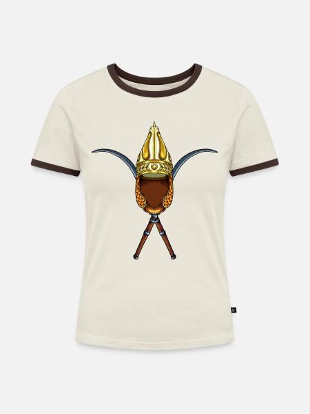 Daker Schwerter und Helm - Frauen Kontrast-T-Shirt - Off-White/Dunkelbraun