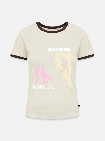 Klettern Bouldern - Frauen Kontrast-T-Shirt - Off-White/Dunkelbraun