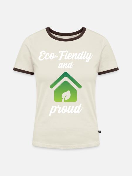 Eco-Friendly and Proud - Frauen Kontrast-T-Shirt - Off-White/Dunkelbraun