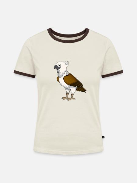 Kawaii Fischadler - Frauen Kontrast-T-Shirt - Off-White/Dunkelbraun