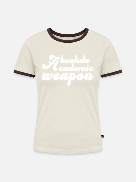 Studenten Absolute Academic Weapon - Frauen Kontrast-T-Shirt - Off-White/Dunkelbraun