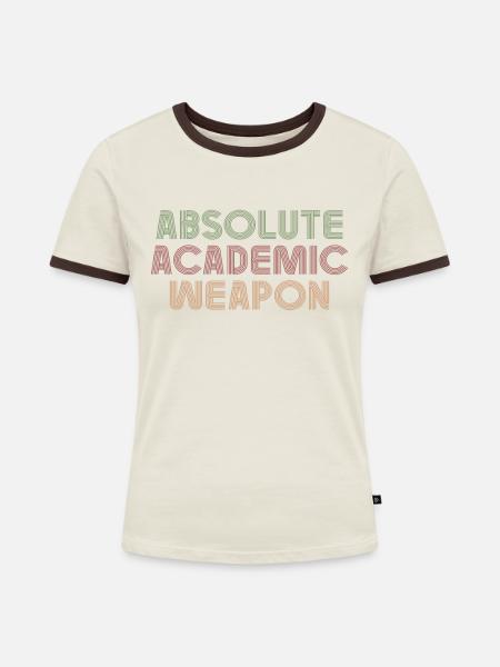 Studenten Absolute Academic Weapon - Frauen Kontrast-T-Shirt - Off-White/Dunkelbraun