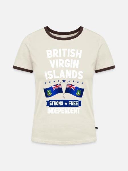 Britische Jungferninseln - Frauen Kontrast-T-Shirt - Off-White/Dunkelbraun