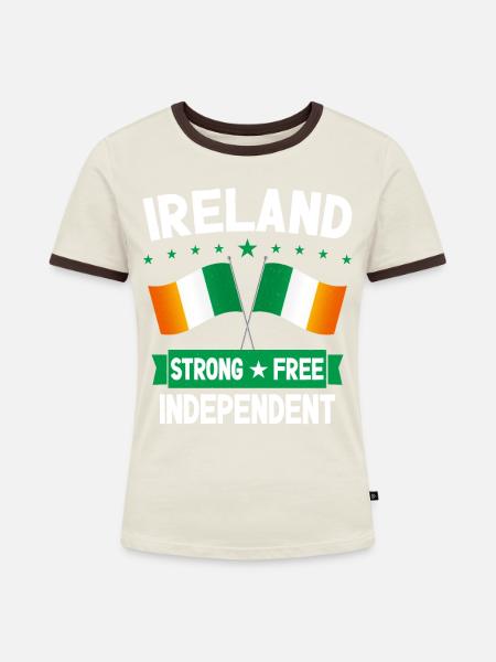Irland - Frauen Kontrast-T-Shirt - Off-White/Dunkelbraun