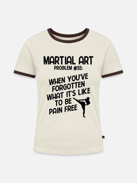 Mixed Martial Arts MMA - Frauen Kontrast-T-Shirt - Off-White/Dunkelbraun