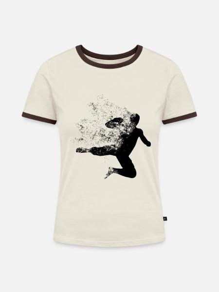 Mixed Martial Arts MMA - Frauen Kontrast-T-Shirt - Off-White/Dunkelbraun