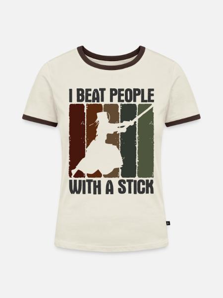 Japanischer Schwertkampf Kendo - Frauen Kontrast-T-Shirt - Off-White/Dunkelbraun