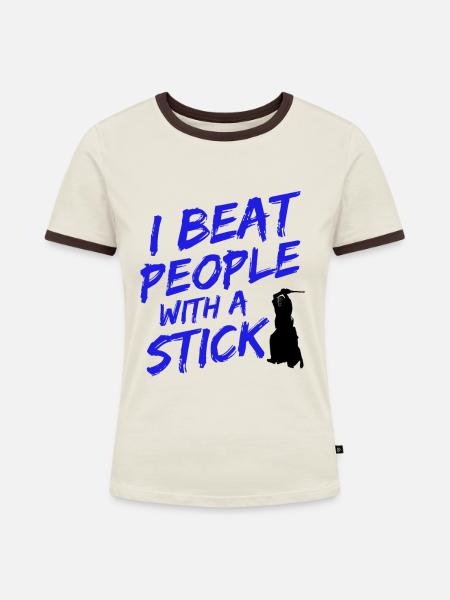 Japanischer Schwertkampf Kendo - Frauen Kontrast-T-Shirt - Off-White/Dunkelbraun