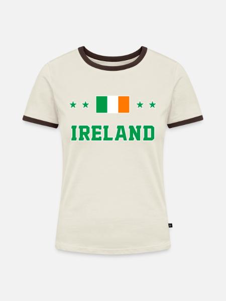 Irland - Frauen Kontrast-T-Shirt - Off-White/Dunkelbraun