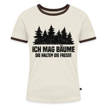 Ich Mag Bäume Die Halten Die Fresse - Frauen Kontrast-T-Shirt - Off-White/Dunkelbraun - Vorne - AI Model Female 172 dark (172cm)